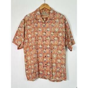 Kona Kai Trading Co. Mens Coral Floral Cotton Short Sleeve Hawaiian Shirt XL